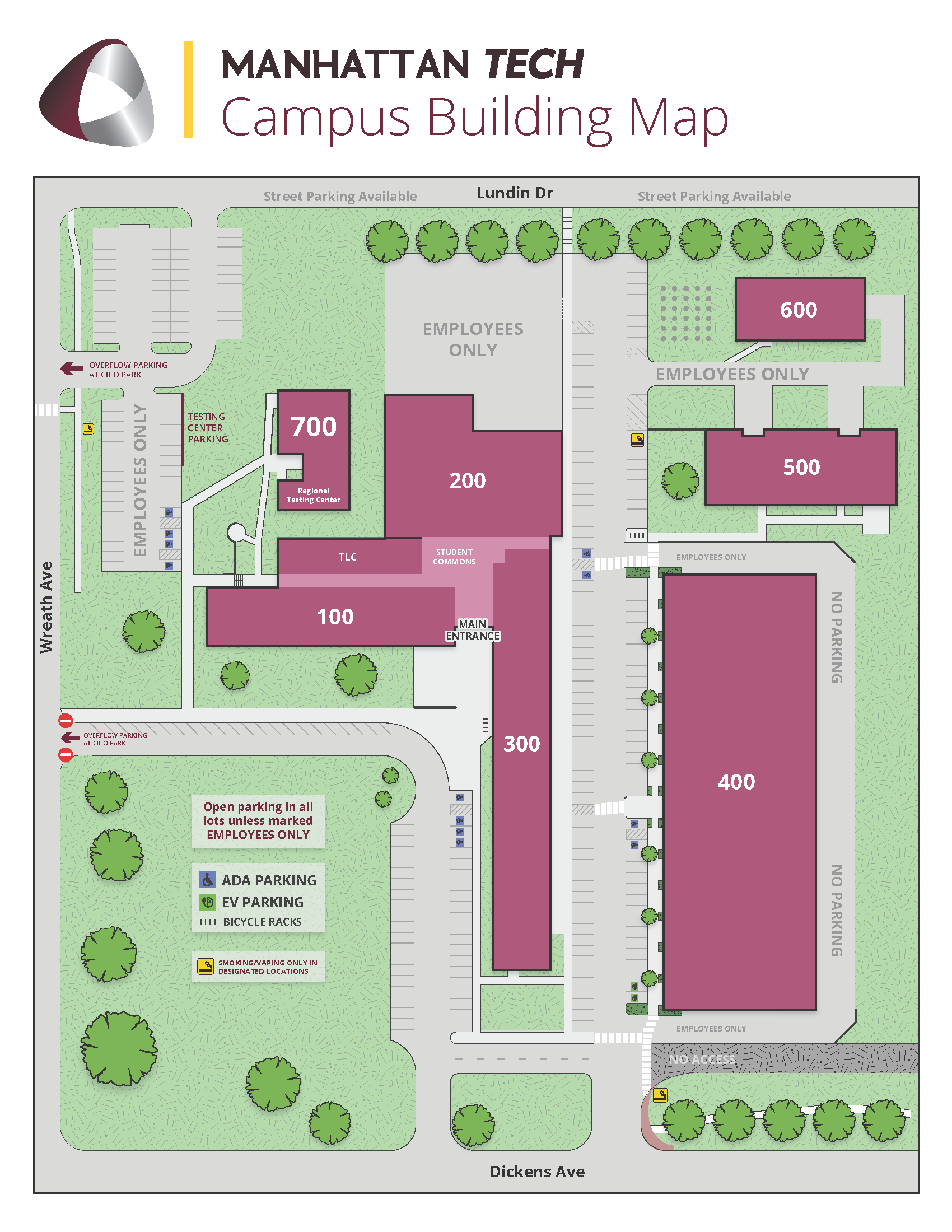 2025 College Campus Map with Building Numbers