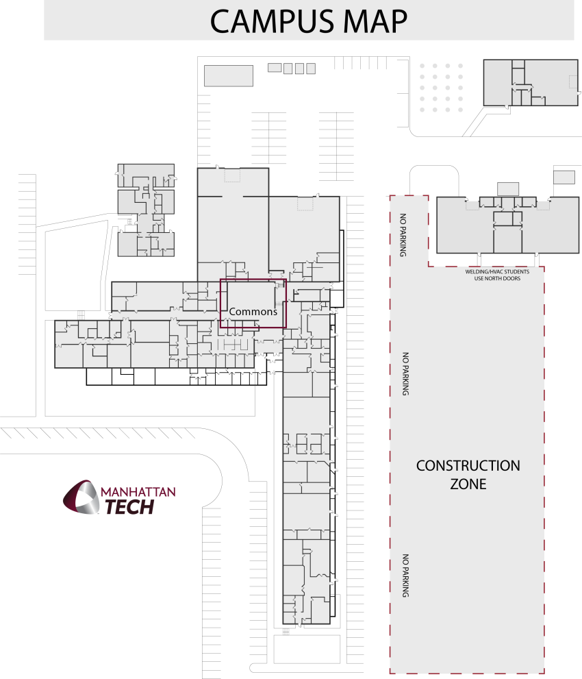 Campus Map indicating location of the Commons
