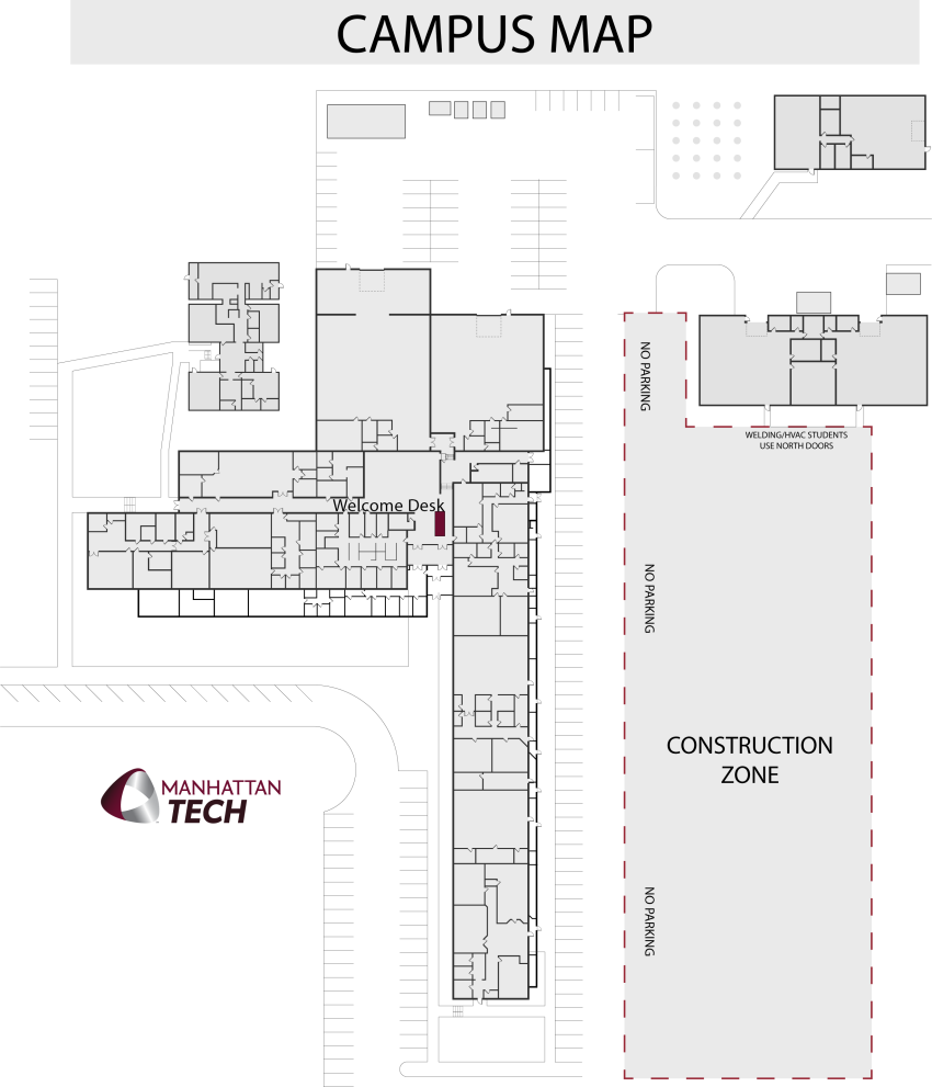 Campus Map indicating Welcome Desk Location