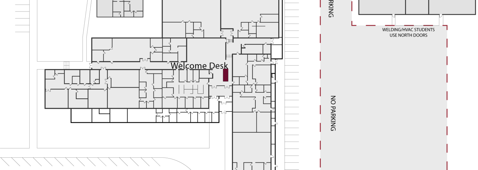 Campus Map indicating Welcome Desk Location