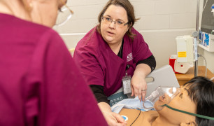 Manhattan Tech Nursing Student in clinical setting